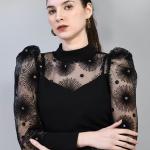 women self designed puff sleeves top