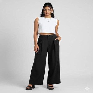 Nermosa High-Waist Korean Trousers with Wide Baggy Fit | Trendy GenZ Streetwear Pants