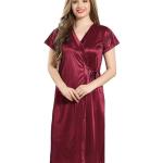 Women Satin Short Nighty with Lace & Robe 1306