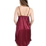 Women Satin Short Nighty with Lace & Robe 1306