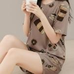 Women Korean Shorts Pajama Set Cotton Blend Nightwear Set Top & Shorts Sleepwear Lounge Wear Soft Comfortable Night Suit Ladies Summer Night Dress Co-Ord Home Wear Set