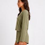Premium Mario Rib Lounge Set for Women | Soft Ribbed Full Sleeve Top with Shorts | Stylish Nightwear & Relaxed Homewear Co-Ord