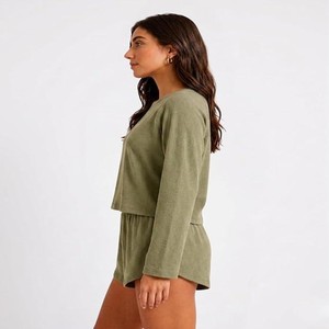 Premium Mario Rib Lounge Set for Women | Soft Ribbed Full Sleeve Top with Shorts | Stylish Nightwear & Relaxed Homewear Co-Ord