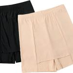 Double-Layer Front Crotch Ice Silk Safety Shorts,Women Seamless Safety Pants for Matching Skirts Dresses