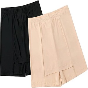 Double-Layer Front Crotch Ice Silk Safety Shorts,Women Seamless Safety Pants for Matching Skirts Dresses