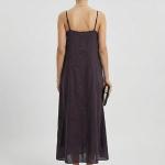 Impression Women's Cotton Solid Smocked Shirred Dress Shoulder Strap A-Line Gown for Women
