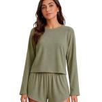 Premium Mario Rib Lounge Set for Women | Soft Ribbed Full Sleeve Top with Shorts | Stylish Nightwear & Relaxed Homewear Co-Ord