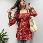 Designer Women’s Viscose Blend Printed Short Kurti | Straight Fit Casual Ethnic Top |