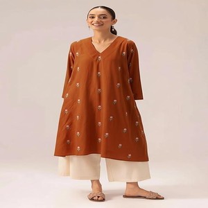 DESIGNER Viscose Printed A-Line Kurta with Palazzo for Women | Viscose Green | Long Sleeve | V-Neck | Ethnic Wear Casual