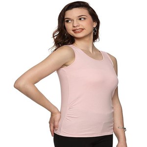 Sillyboom Women’s Sleeveless Tank Top – Soft Cotton Blend Slim Fit Round Neck Camisole, Gym, Yoga & Layering