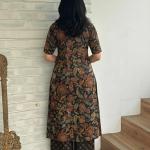 Designer Women's Rayon Viscose Straight Printed Kurta with Palazzo | Elbow Length Sleeve Kurti Set | Close Neck with Back Slit | Soft Comfortable Fabric | 2 Piece Outfit
