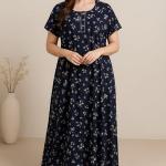 Pure Cotton Nighty for Woman | Floral Gown for Women Nightwear with Pocket | Cotton Nighty for Women Stylish |