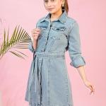Cosmic Trio Women's Denim Dress - Light Blue