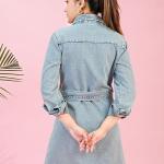 Cosmic Trio Women's Denim Dress - Light Blue