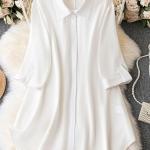 Women's Shirt Dress | Knee Length Dresses | Loose Fit | Button-Down | 3/4 Sleeve | Vacation Outfit