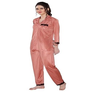 Women's Satin Solid Pajama Set Pack of 1