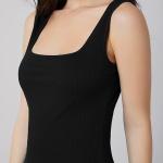 Royal Solid Bodycon Square Neck Midi Side Split Thigh Dress for Women's & Girl's