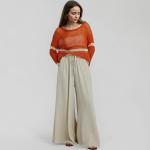 Women's Wide-Leg Trouser|Palazzo Pants|High Waist Flowy Trousers with Drawstring|Lightweight Casual & Travel Wear|Women Trousers Pants