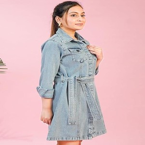 Cosmic Trio Women's Denim Dress - Light Blue