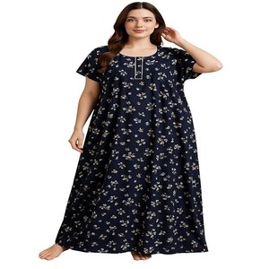 Pure Cotton Nighty for Woman | Floral Gown for Women Nightwear with Pocket | Cotton Nighty for Women Stylish |
