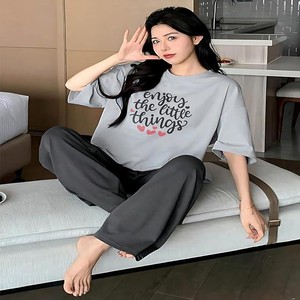 KSHS Printed Round Neck Short Sleeve Nightsuit Set | Pajama Set | Casual Night Dress for Women