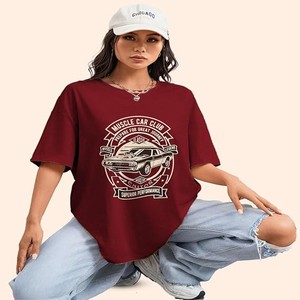 AUSK Oversized T-Shirt for Womens || Graphic Front Printed Loose fit Womens Tshirt