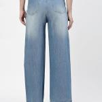 Women Flared High Rise Distressed Blue Jeans