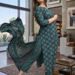 Women Printed Cotton Kurta Pant Set with Dupatta | Straight Kurta Set for Women | Ethnic Wear Suit Set |