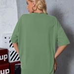 London Hills Women's Casual Printed Round Neck Oversized Longline Drop Shoulder Boho Style T-Shirt