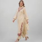Designer Kurta Sets for Women Viscose Blend Embroidered | Kurta Palazzo Dupatta Set | Designer Kurti Set for Women | V Neck Full Sleeve Ethnic Suit | Indian Kurta Outfit with Palazzo Pants