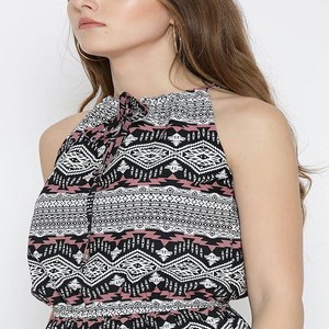 lassics Women's Trendy Printed Halter Neck Sleeveless Short Jumpsuit | One-Piece Outfit