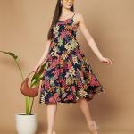 Fashions Breathable Cotton Printed A-Line Midi Dress for Women