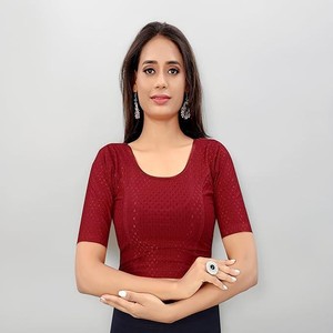 Bhochi Round Neck Cotton Spendex|Stretchable Blouse for Women|