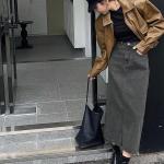 Women's Solid Carbon Grey Maxi Skirt