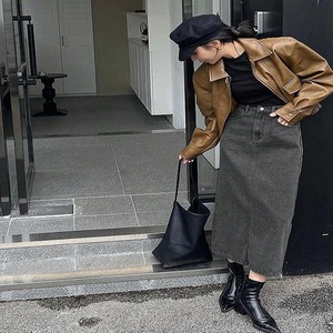 Women's Solid Carbon Grey Maxi Skirt