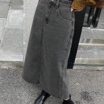 Women's Solid Carbon Grey Maxi Skirt