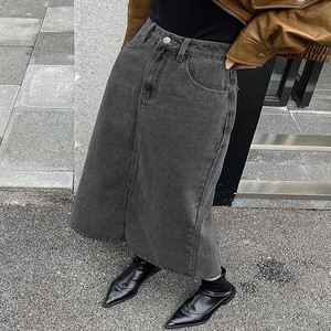 Women's Solid Carbon Grey Maxi Skirt