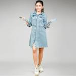 Cosmic Trio Women's Denim Dress - Light Blue