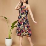 Fashions Breathable Cotton Printed A-Line Midi Dress for Women