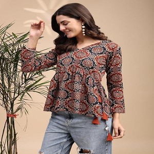 omen's Poly Rayon Printed Alia Cut Peplum Top | Top for Office | Women's Tunics | Short Kurti Women| Regular Fit
