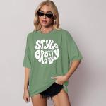London Hills Women's Casual Printed Round Neck Oversized Longline Drop Shoulder Boho Style T-Shirt