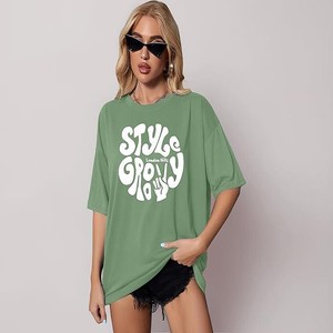 London Hills Women's Casual Printed Round Neck Oversized Longline Drop Shoulder Boho Style T-Shirt