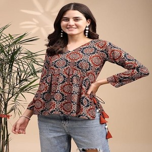 omen's Poly Rayon Printed Alia Cut Peplum Top | Top for Office | Women's Tunics | Short Kurti Women| Regular Fit