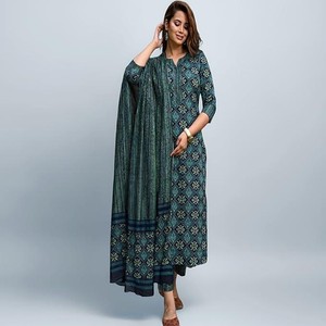 Women Printed Cotton Kurta Pant Set with Dupatta | Straight Kurta Set for Women | Ethnic Wear Suit Set |