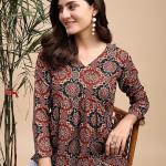 omen's Poly Rayon Printed Alia Cut Peplum Top | Top for Office | Women's Tunics | Short Kurti Women| Regular Fit