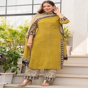Women's Pure Cotton Straight Kurta Set with Palazzo Pants & Dupatta|Ethnic wear|Kurta Set for Women