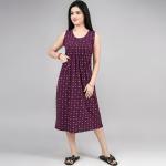 Women's Comfortable Printed Hosiery Short Sleeveless Night Dress/Nighties/Maxi/Sleepwear/Night Wear Dress