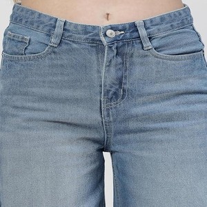 Women Flared High Rise Distressed Blue Jeans
