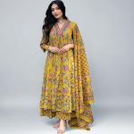 Women's Rayon Viscose Anarkali Printed Kurta with Palazzo & Dupatta