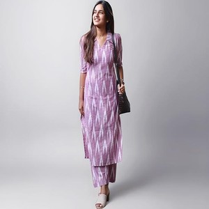 Women's Cotton Ikat Print Kurta Set | Soft Fabric | Stylish Ethnic Suit
